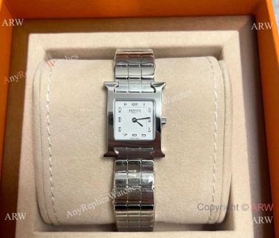 Replica Hermes Heure H Couple Watch Stainless Steel White Dial